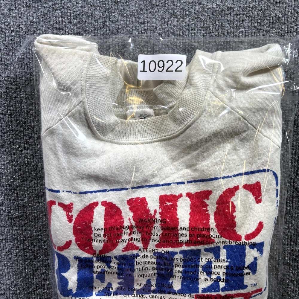Vintage Fruit Of The Loom Comic Relief V Sweatshirt Men's XL White Graphic Print - Picture 14 of 14